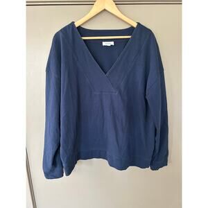 HAVEN Well Within NavyBlue VNeck Sweatshirt Pullover Lounge casual sustainable